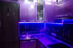 LED strip as lighting in the kitchen photo