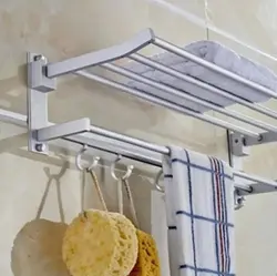 Towel racks in the bathroom photo