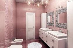 Bath interior with pink tiles