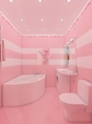 Bath interior with pink tiles