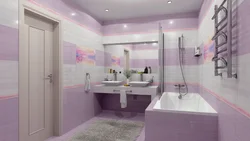Bath interior with pink tiles