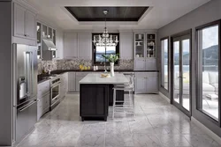 Kitchen interior with light floor