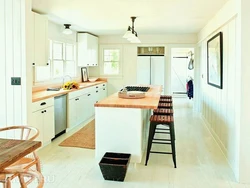 Kitchen interior with light floor