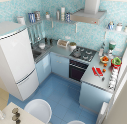 Kitchen design in Khrushchev with a refrigerator 8 sq.