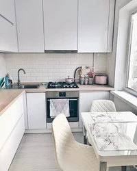 Kitchen design in Khrushchev with a refrigerator 8 sq.