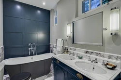 Gray And Blue In The Bathroom Interior