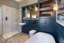 Gray and blue in the bathroom interior