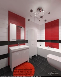 White-red bathroom interior