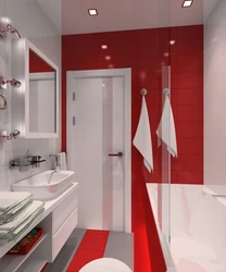 White-red bathroom interior