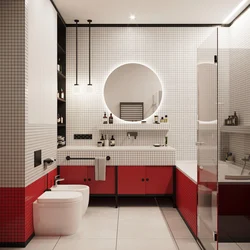 White-red bathroom interior
