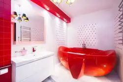 White-Red Bathroom Interior