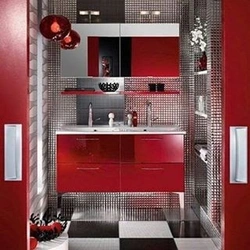 White-red bathroom interior