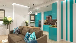 Turquoise дар дохили ҳуҷраи меҳмонхонаи ошхона
