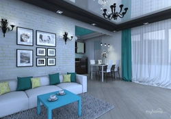 Turquoise дар дохили ҳуҷраи меҳмонхонаи ошхона