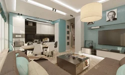 Turquoise In The Interior Of The Kitchen Living Room