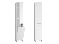 Floor-standing linen closet in the bathroom photo