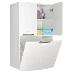 Floor-standing linen closet in the bathroom photo