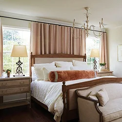 Bedroom with two windows on one wall design photo