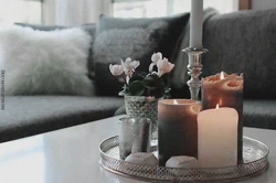 Candles In The Living Room Interior Photo