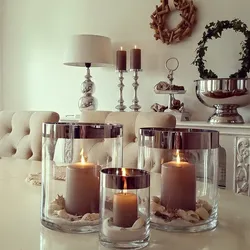 Candles in the living room interior photo