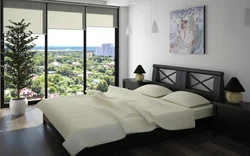 Bedroom interior floor-to-ceiling windows