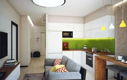 Interior of a small kitchen living room in the house