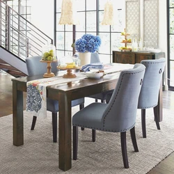 Kitchen design with brown table and chairs
