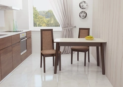 Kitchen design with brown table and chairs