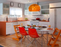 Orange gray kitchen interior
