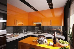 Orange gray kitchen interior