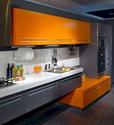 Orange gray kitchen interior