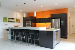 Orange gray kitchen interior