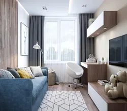 Xonada yotoq xonasi divan bilan 18 kv m fotosurat