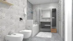 Gray tiles in the bathroom photo in