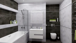 Gray tiles in the bathroom photo in