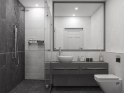 Gray tiles in the bathroom photo in