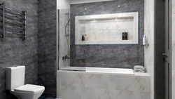 Gray tiles in the bathroom photo in
