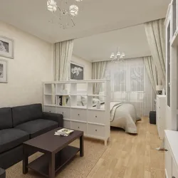 One-room apartment zoning for bedroom and living room design