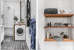 Shelves in the bathroom above the washing machine photo