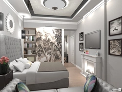Living room interior with dressing room