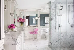 Design and interior with flowers in the bathroom