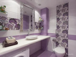 Design And Interior With Flowers In The Bathroom