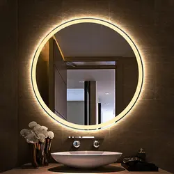Bathroom mirror with lighting in the bathroom interior