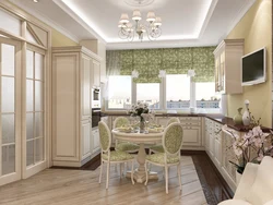 Design Of A Classic Kitchen Living Room In Light Colors