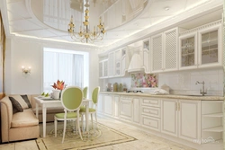 Design Of A Classic Kitchen Living Room In Light Colors