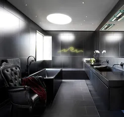 Black Gray Bathroom Interior