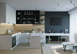 Studio kitchen design 30 sq.m. photo