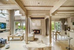 Ceiling design in the living room of a wooden house
