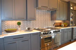 Gray apron for kitchen interior