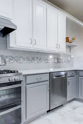Gray apron for kitchen interior